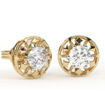 Load image into Gallery viewer, Round Lab Grown Diamond Square Stud Earrings with Circle Design 0.94 CTW – 10K 14K 18K White Yellow Rose Gold, IGI Certified