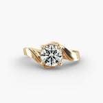 Load image into Gallery viewer, Round Cut Twisted Lab-Grown Diamond Ring | 0.50–5.00 Carat | IGI Certified | Yellow, White, Rose Gold