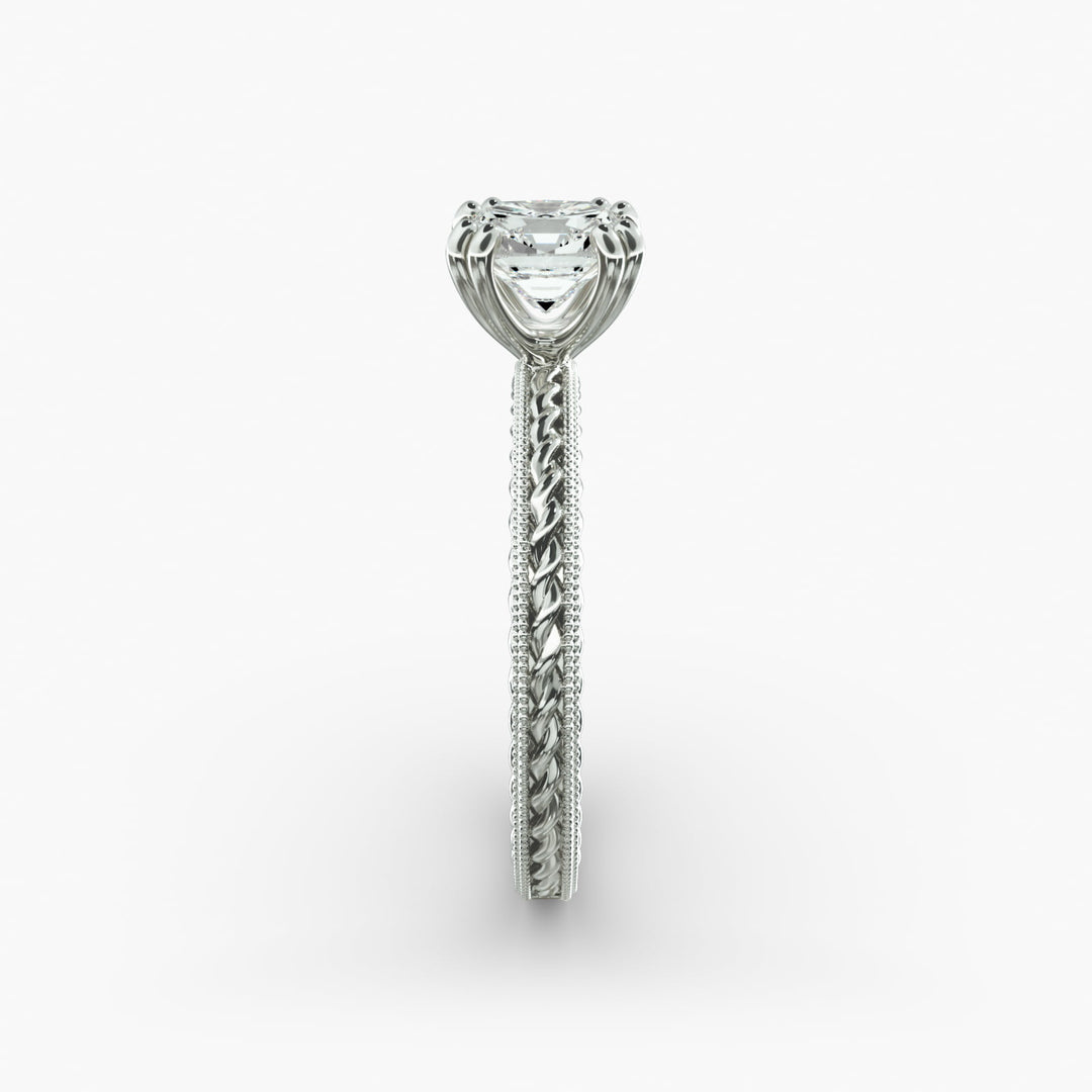 Cushion Lab-Grown Diamond — Milgrain Rope/Cable Band | IGI Certified | 10K/14K/18K Gold