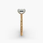 Load image into Gallery viewer, Emerald Cut Lab-Grown Diamond Rope Band Ring with Milgrain | IGI Certified | 10K/14K/18K Gold