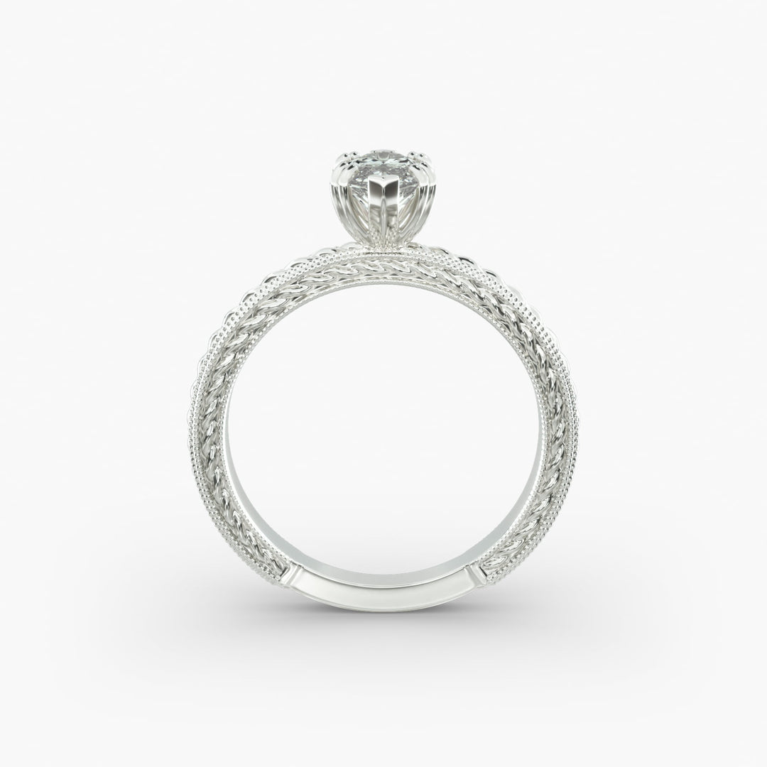 Marquise Lab-Grown Diamond Ring – Twisted Rope Band with Milgrain | IGI Certified | 10K/14K/18K Gold
