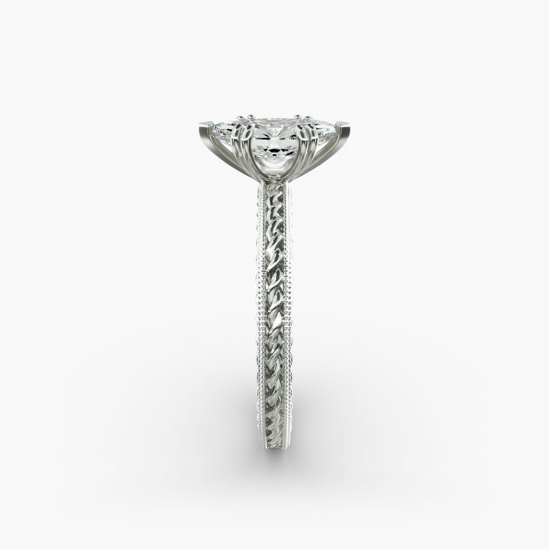 Marquise Lab-Grown Diamond Ring – Twisted Rope Band with Milgrain | IGI Certified | 10K/14K/18K Gold