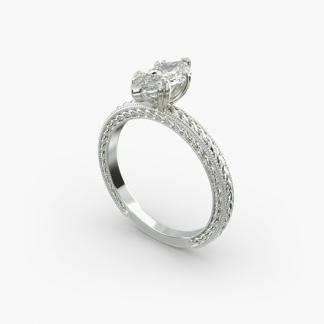 Marquise Lab-Grown Diamond Ring – Twisted Rope Band with Milgrain | IGI Certified | 10K/14K/18K Gold