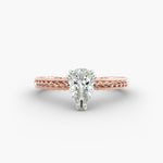 Load image into Gallery viewer, Pear Shape Lab-Grown Diamond Ring — 6-Prong Rope Band with Milgrain | IGI Certified | 10K/14K/18K Gold