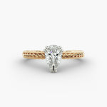 Load image into Gallery viewer, Pear Shape Lab-Grown Diamond Ring — 6-Prong Rope Band with Milgrain | IGI Certified | 10K/14K/18K Gold