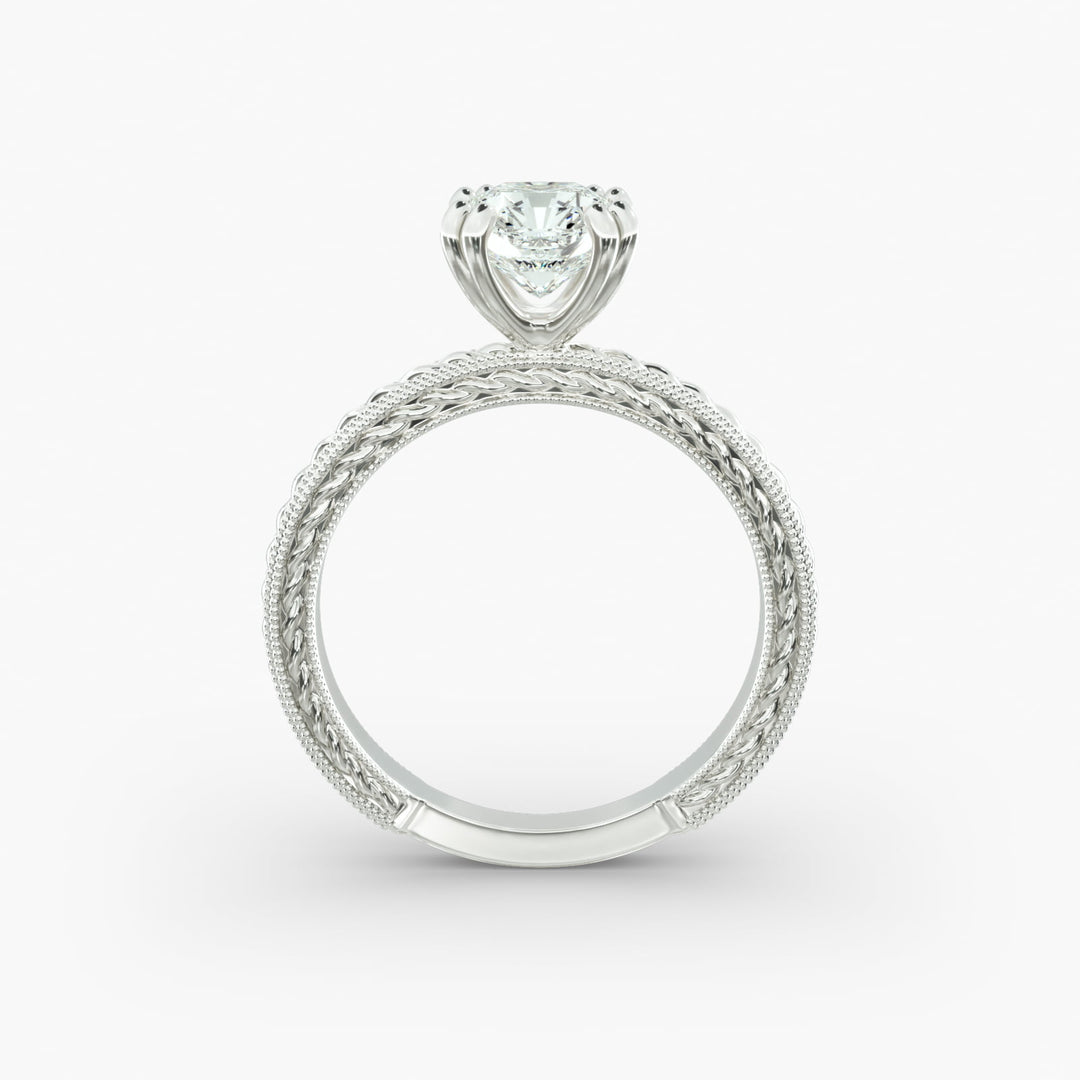 Radiant Cut Lab-Grown Diamond Rope Band Ring with Milgrain | IGI Certified | 10K/14K/18K Gold