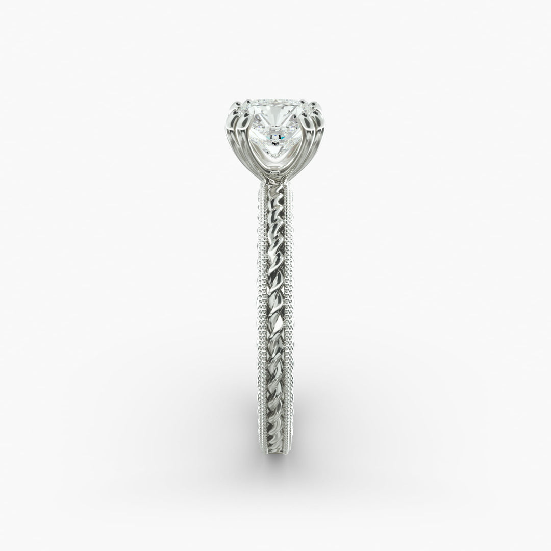 Radiant Cut Lab-Grown Diamond Rope Band Ring with Milgrain | IGI Certified | 10K/14K/18K Gold