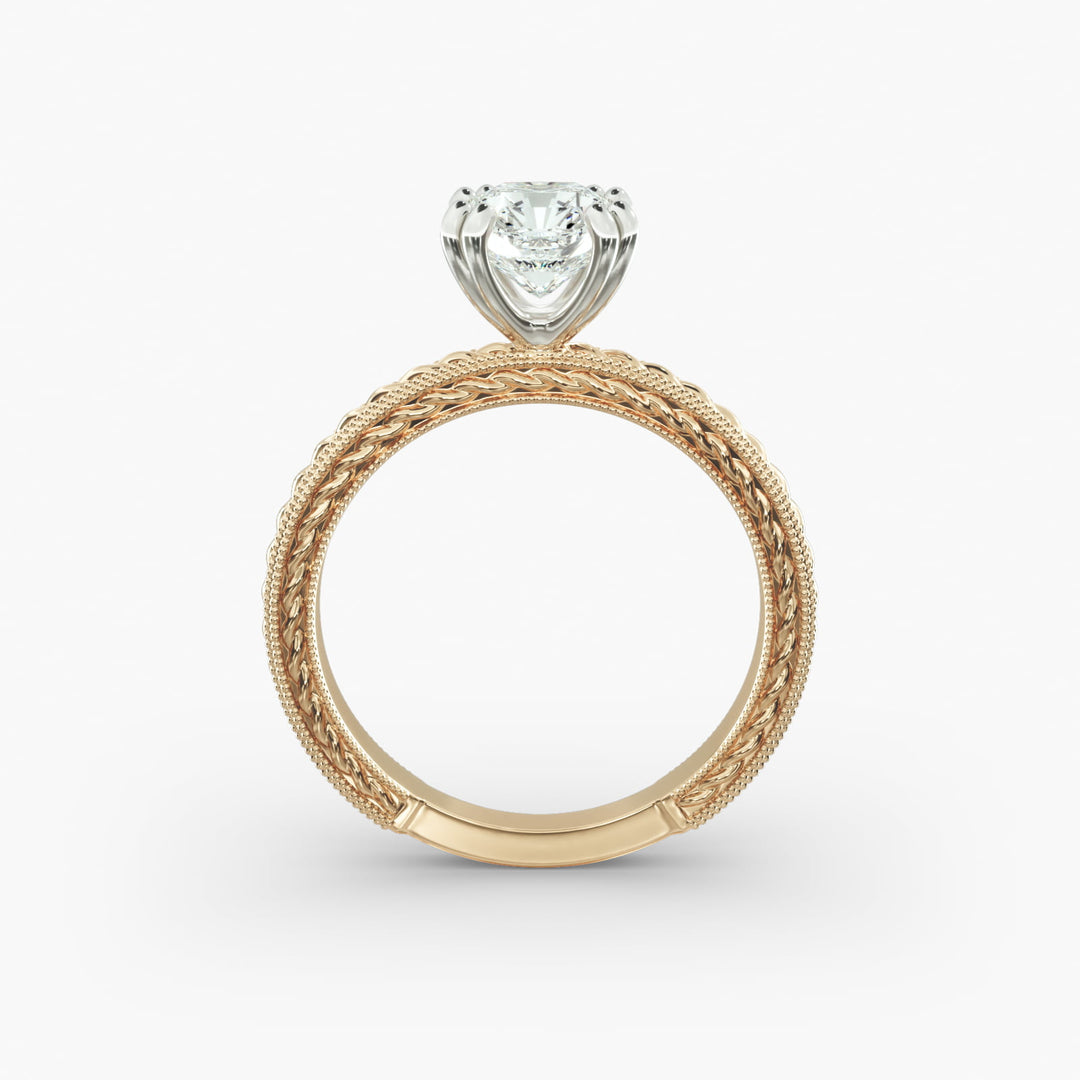 Radiant Cut Lab-Grown Diamond Rope Band Ring with Milgrain | IGI Certified | 10K/14K/18K Gold