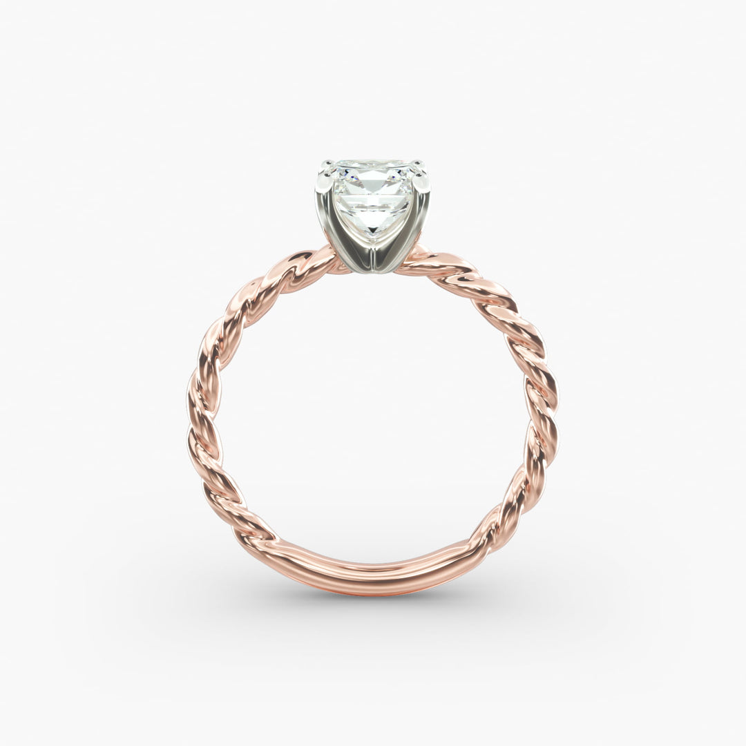 Cushion Lab-Grown Diamond Rope-Style Engagement Ring | Textured Solitaire Design | IGI Certified | 10K/14K/18K Gold