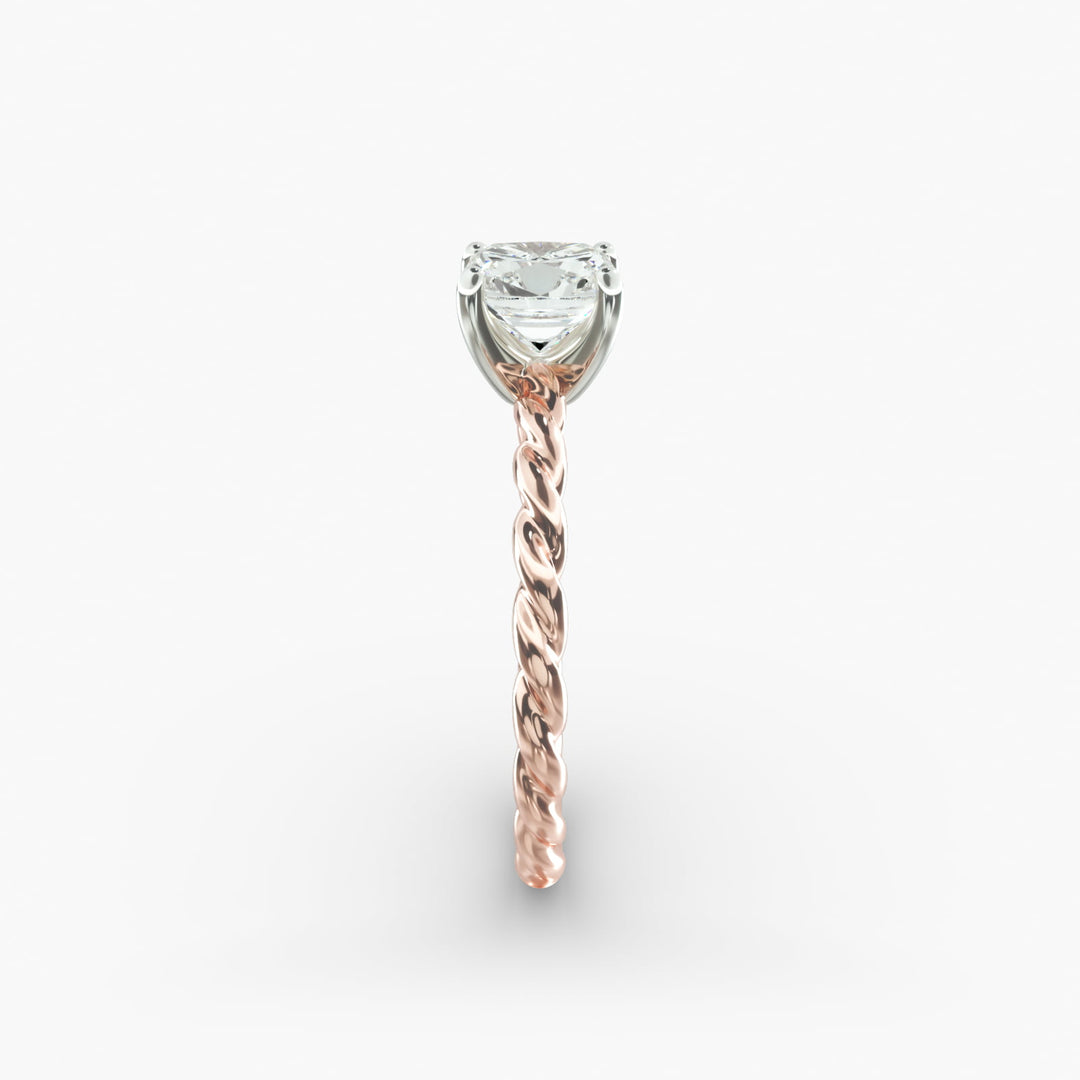 Cushion Lab-Grown Diamond Rope-Style Engagement Ring | Textured Solitaire Design | IGI Certified | 10K/14K/18K Gold