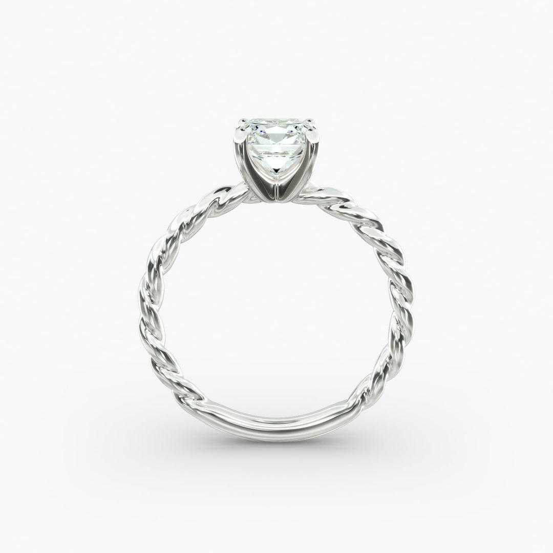 Cushion Lab-Grown Diamond Rope-Style Engagement Ring | Textured Solitaire Design | IGI Certified | 10K/14K/18K Gold