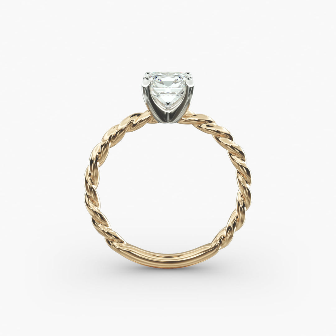 Cushion Lab-Grown Diamond Rope-Style Engagement Ring | Textured Solitaire Design | IGI Certified | 10K/14K/18K Gold