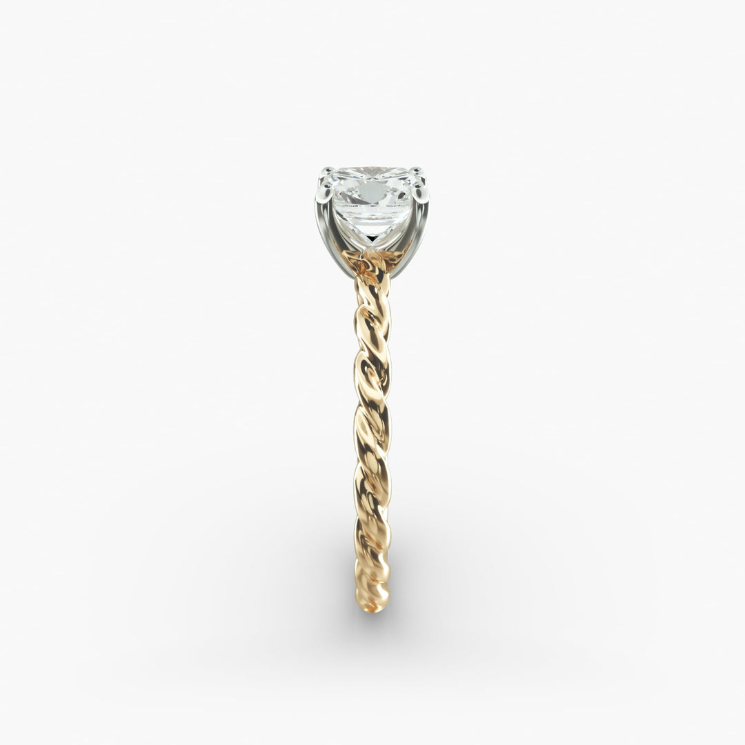 Cushion Lab-Grown Diamond Rope-Style Engagement Ring | Textured Solitaire Design | IGI Certified | 10K/14K/18K Gold