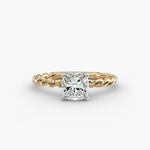 Load image into Gallery viewer, Cushion Lab-Grown Diamond Rope-Style Engagement Ring | Textured Solitaire Design | IGI Certified | 10K/14K/18K Gold