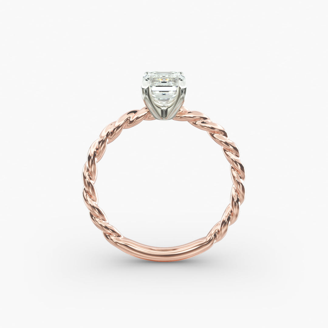 Emerald Lab-Grown Diamond Rope Cable Band Ring | IGI Certified | 10K/14K/18K Gold