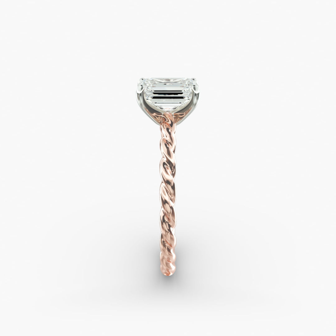 Emerald Lab-Grown Diamond Rope Cable Band Ring | IGI Certified | 10K/14K/18K Gold