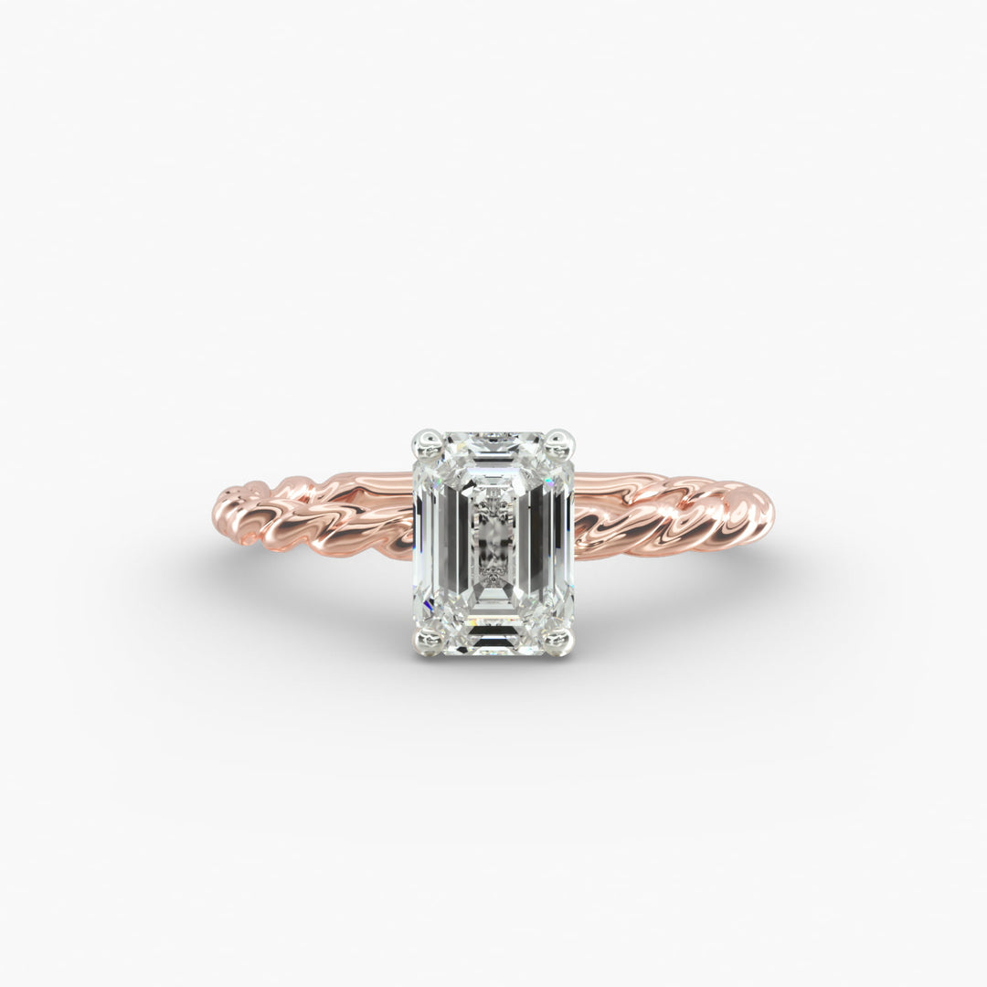 Emerald Lab-Grown Diamond Rope Cable Band Ring | IGI Certified | 10K/14K/18K Gold