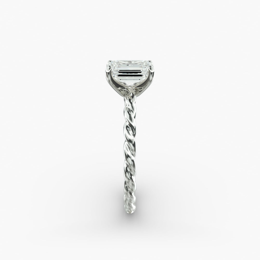 Emerald Lab-Grown Diamond Rope Cable Band Ring | IGI Certified | 10K/14K/18K Gold