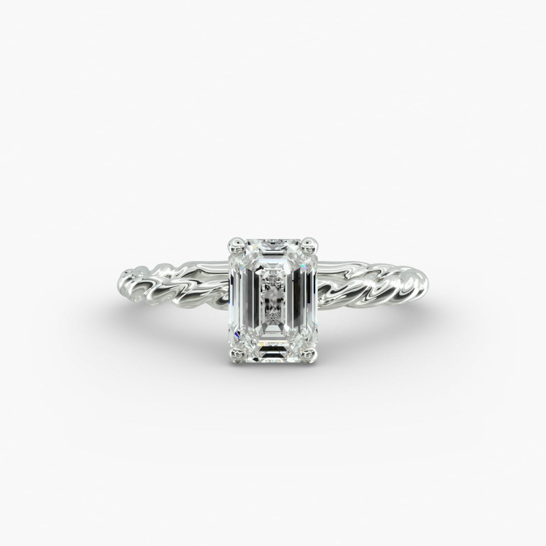 Emerald Lab-Grown Diamond Rope Cable Band Ring | IGI Certified | 10K/14K/18K Gold