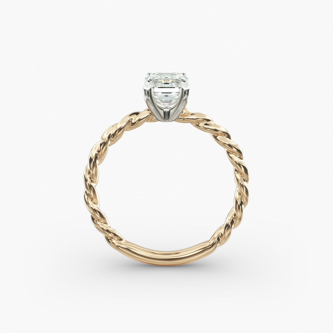 Emerald Lab-Grown Diamond Rope Cable Band Ring | IGI Certified | 10K/14K/18K Gold