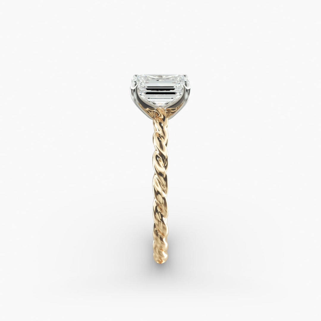 Emerald Lab-Grown Diamond Rope Cable Band Ring | IGI Certified | 10K/14K/18K Gold