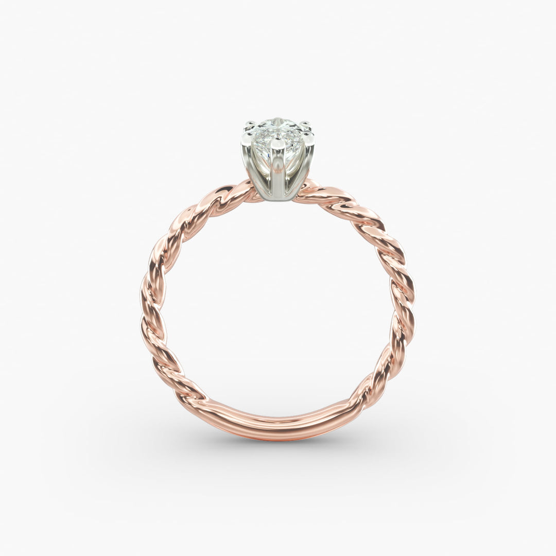 Marquise Lab-Grown Diamond Rope Band Engagement Ring | Solitaire Design | IGI Certified | 10K/14K/18K Gold