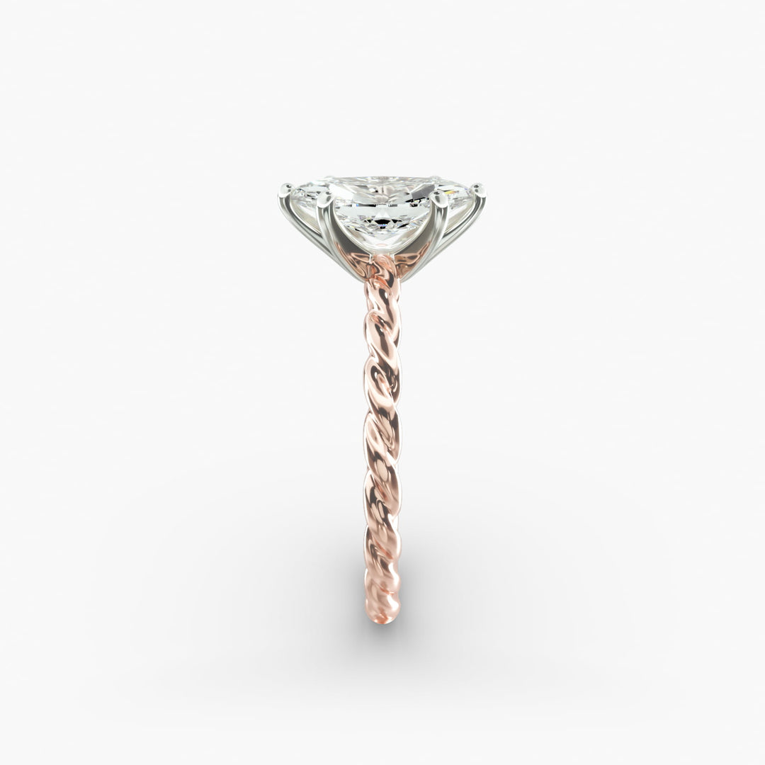 Marquise Lab-Grown Diamond Rope Band Engagement Ring | Solitaire Design | IGI Certified | 10K/14K/18K Gold