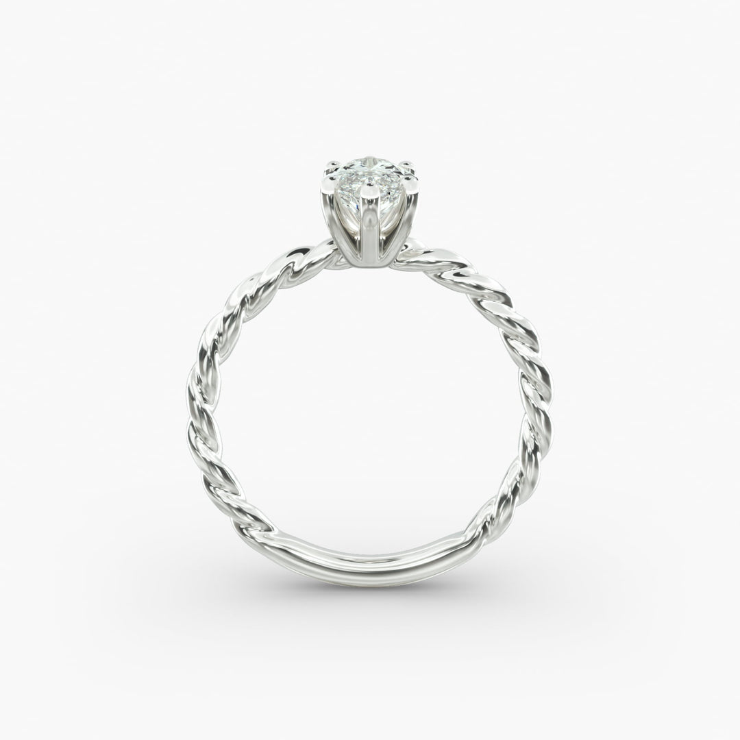 Marquise Lab-Grown Diamond Rope Band Engagement Ring | Solitaire Design | IGI Certified | 10K/14K/18K Gold