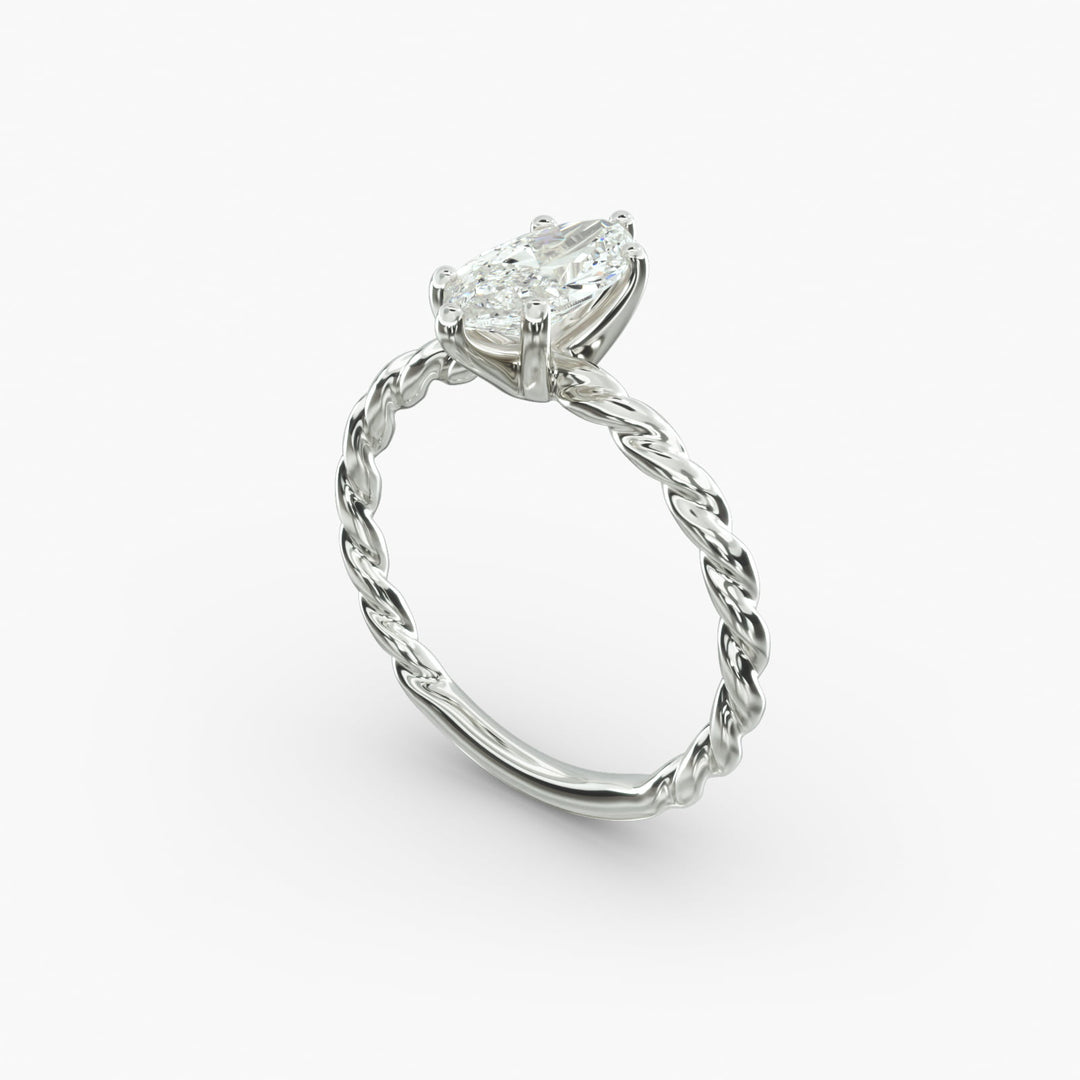 Marquise Lab-Grown Diamond Rope Band Engagement Ring | Solitaire Design | IGI Certified | 10K/14K/18K Gold