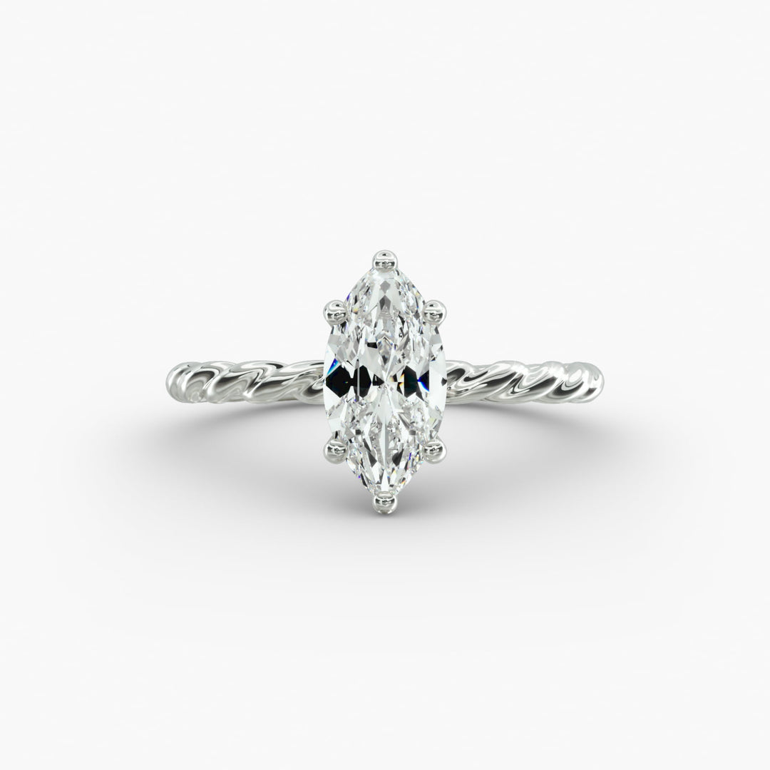 Marquise Lab-Grown Diamond Rope Band Engagement Ring | Solitaire Design | IGI Certified | 10K/14K/18K Gold