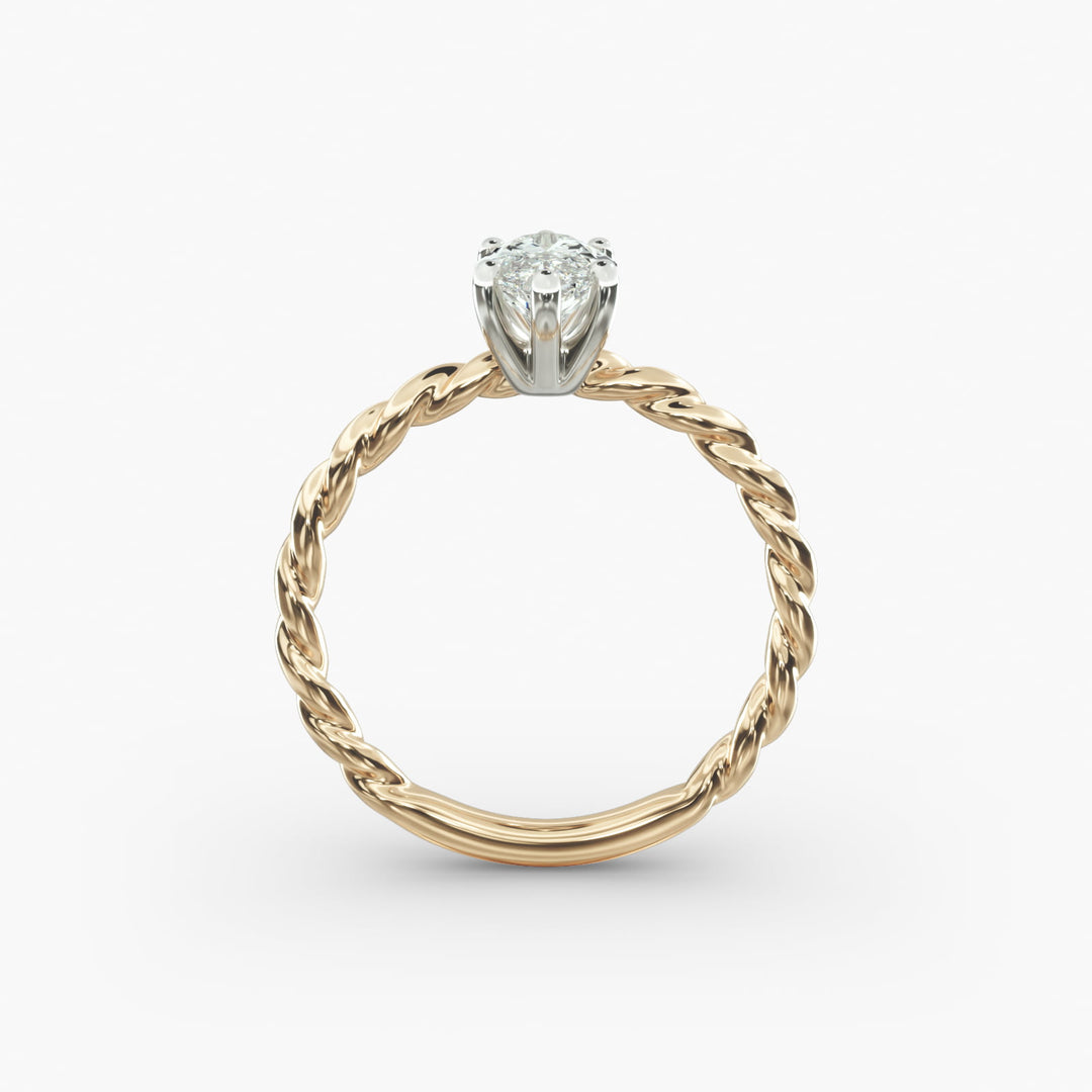 Marquise Lab-Grown Diamond Rope Band Engagement Ring | Solitaire Design | IGI Certified | 10K/14K/18K Gold