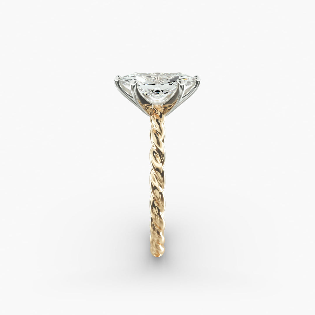 Marquise Lab-Grown Diamond Rope Band Engagement Ring | Solitaire Design | IGI Certified | 10K/14K/18K Gold