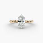 Load image into Gallery viewer, Marquise Lab-Grown Diamond Rope Band Engagement Ring | Solitaire Design | IGI Certified | 10K/14K/18K Gold