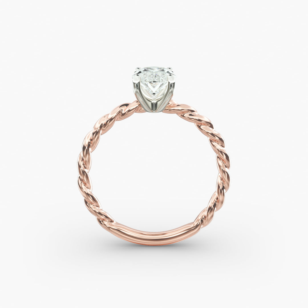 Oval Lab-Grown Diamond Rope Band Engagement Ring | Solitaire Design | IGI Certified | 10K/14K/18K Gold