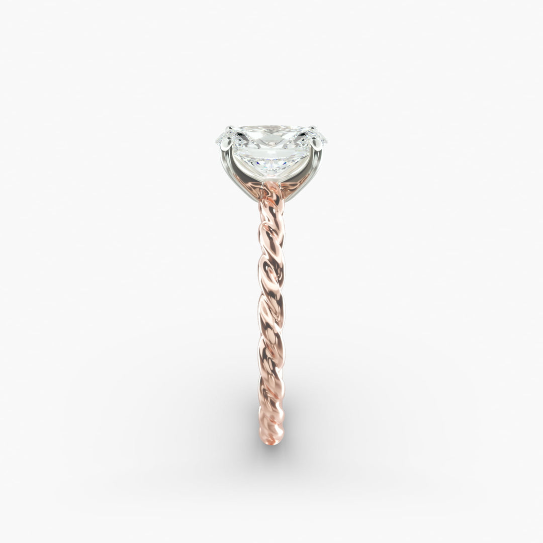 Oval Lab-Grown Diamond Rope Band Engagement Ring | Solitaire Design | IGI Certified | 10K/14K/18K Gold