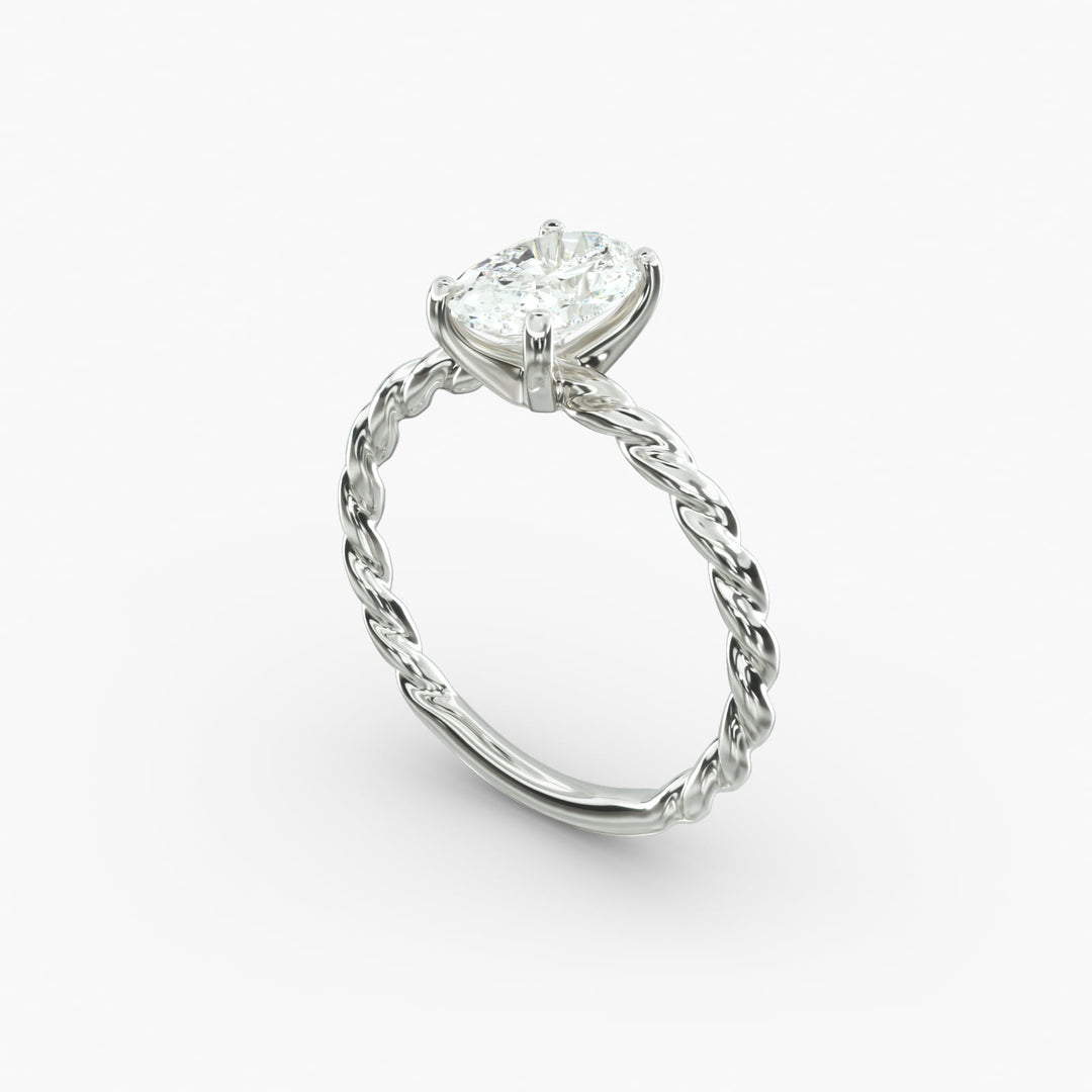 Oval Lab-Grown Diamond Rope Band Engagement Ring | Solitaire Design | IGI Certified | 10K/14K/18K Gold