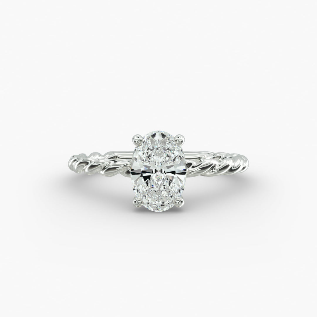 Oval Lab-Grown Diamond Rope Band Engagement Ring | Solitaire Design | IGI Certified | 10K/14K/18K Gold