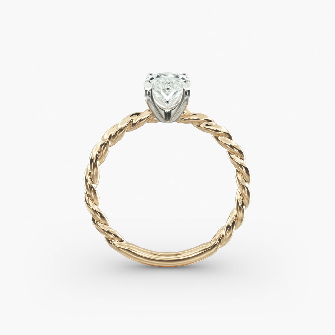 Oval Lab-Grown Diamond Rope Band Engagement Ring | Solitaire Design | IGI Certified | 10K/14K/18K Gold