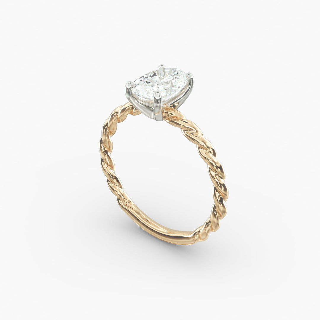 Oval Lab-Grown Diamond Rope Band Engagement Ring | Solitaire Design | IGI Certified | 10K/14K/18K Gold