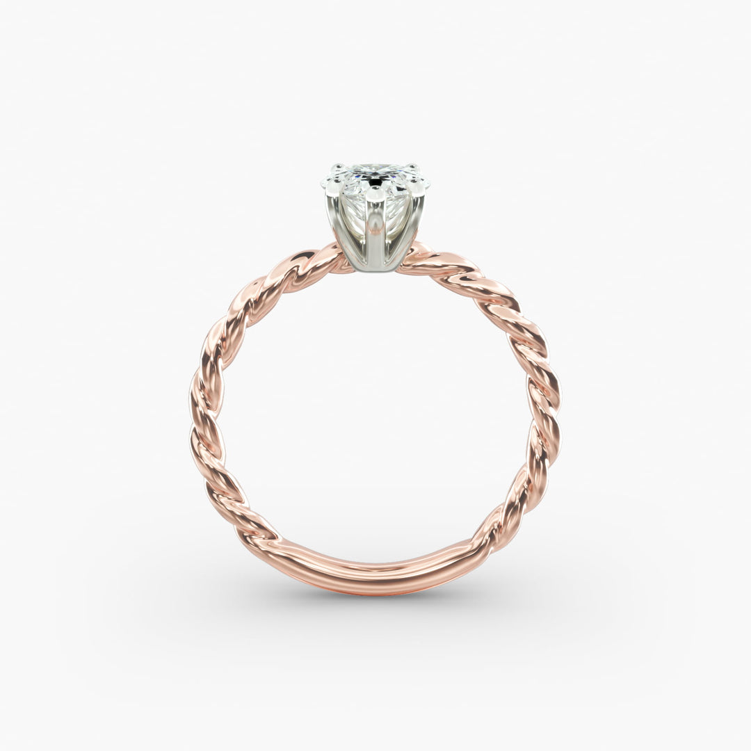 Pear Lab-Grown Diamond Rope-Style Engagement Ring | Unique Solitaire Design | IGI Certified | 10K/14K/18K Gold