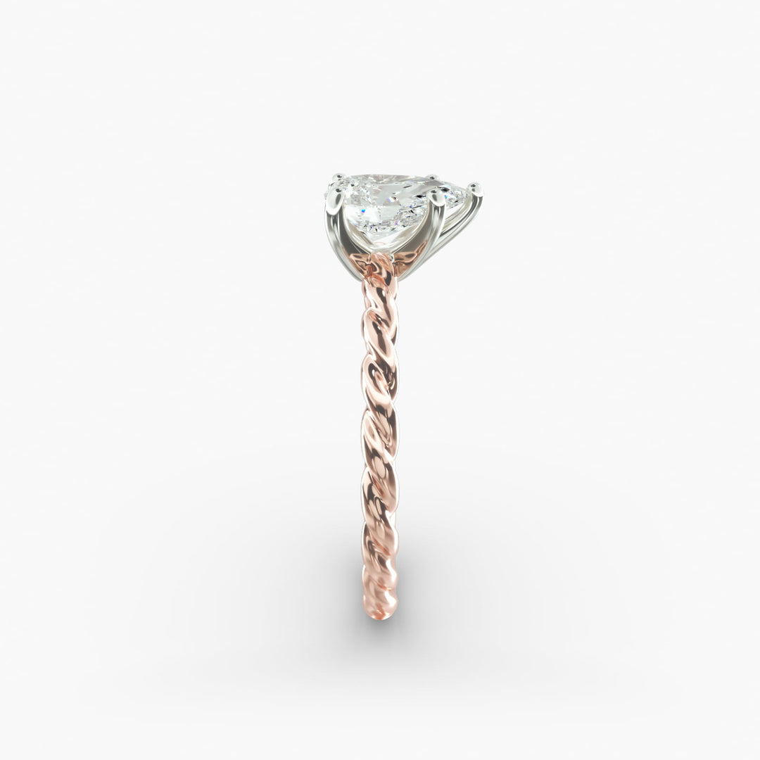 Pear Lab-Grown Diamond Rope-Style Engagement Ring | Unique Solitaire Design | IGI Certified | 10K/14K/18K Gold