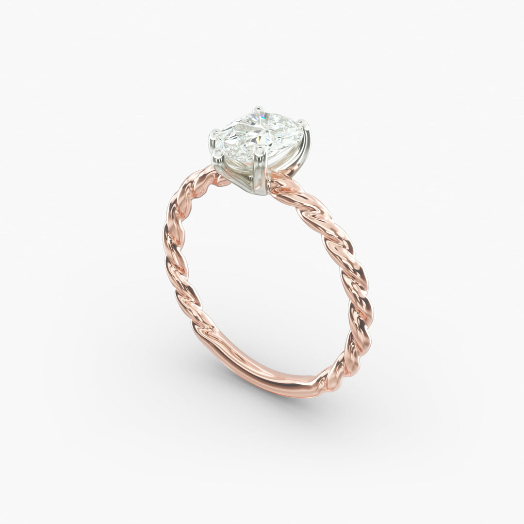 Pear Lab-Grown Diamond Rope-Style Engagement Ring | Unique Solitaire Design | IGI Certified | 10K/14K/18K Gold