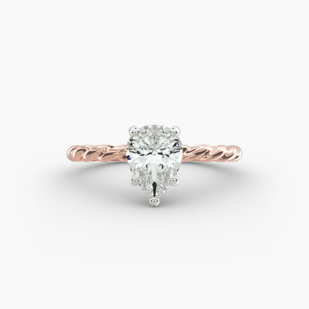 Pear Lab-Grown Diamond Rope-Style Engagement Ring | Unique Solitaire Design | IGI Certified | 10K/14K/18K Gold