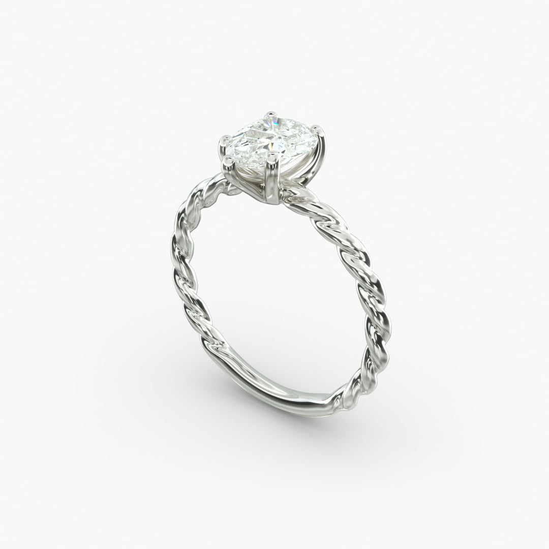 Pear Lab-Grown Diamond Rope-Style Engagement Ring | Unique Solitaire Design | IGI Certified | 10K/14K/18K Gold