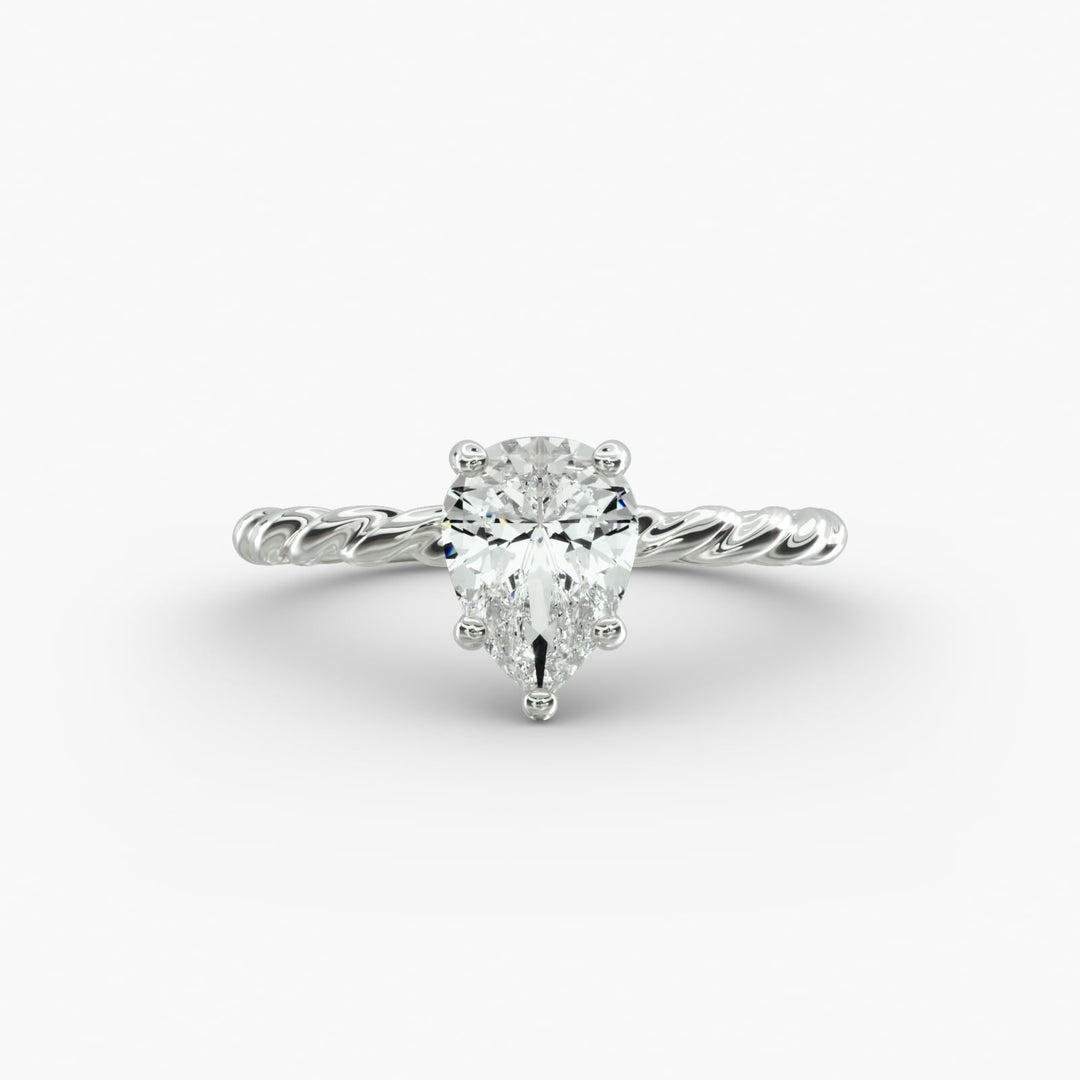 Pear Lab-Grown Diamond Rope-Style Engagement Ring | Unique Solitaire Design | IGI Certified | 10K/14K/18K Gold