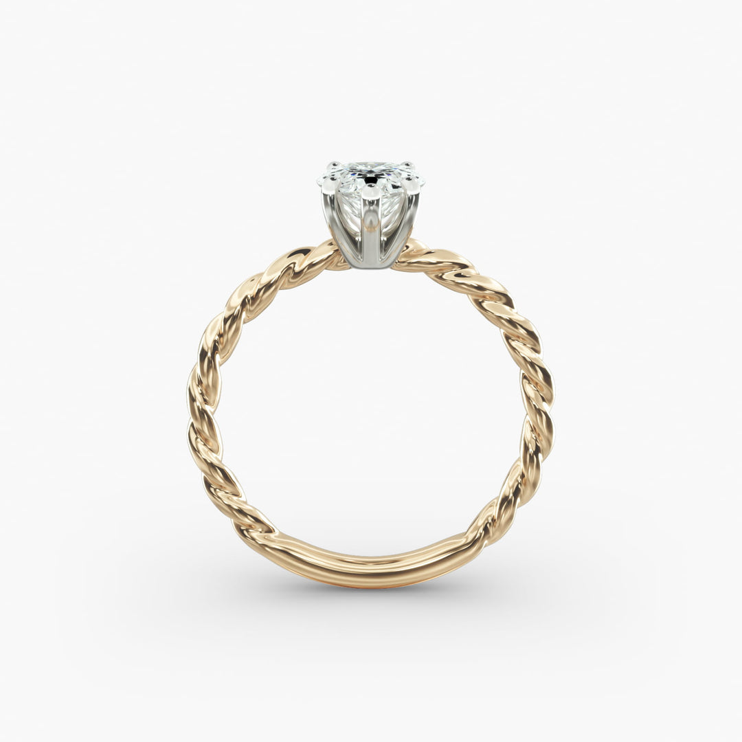 Pear Lab-Grown Diamond Rope-Style Engagement Ring | Unique Solitaire Design | IGI Certified | 10K/14K/18K Gold