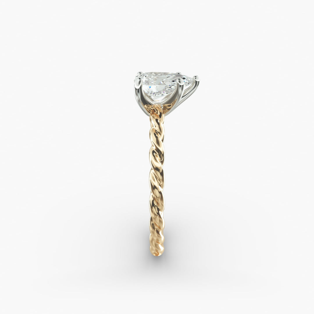 Pear Lab-Grown Diamond Rope-Style Engagement Ring | Unique Solitaire Design | IGI Certified | 10K/14K/18K Gold