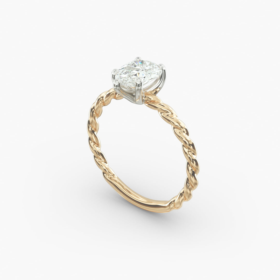 Pear Lab-Grown Diamond Rope-Style Engagement Ring | Unique Solitaire Design | IGI Certified | 10K/14K/18K Gold