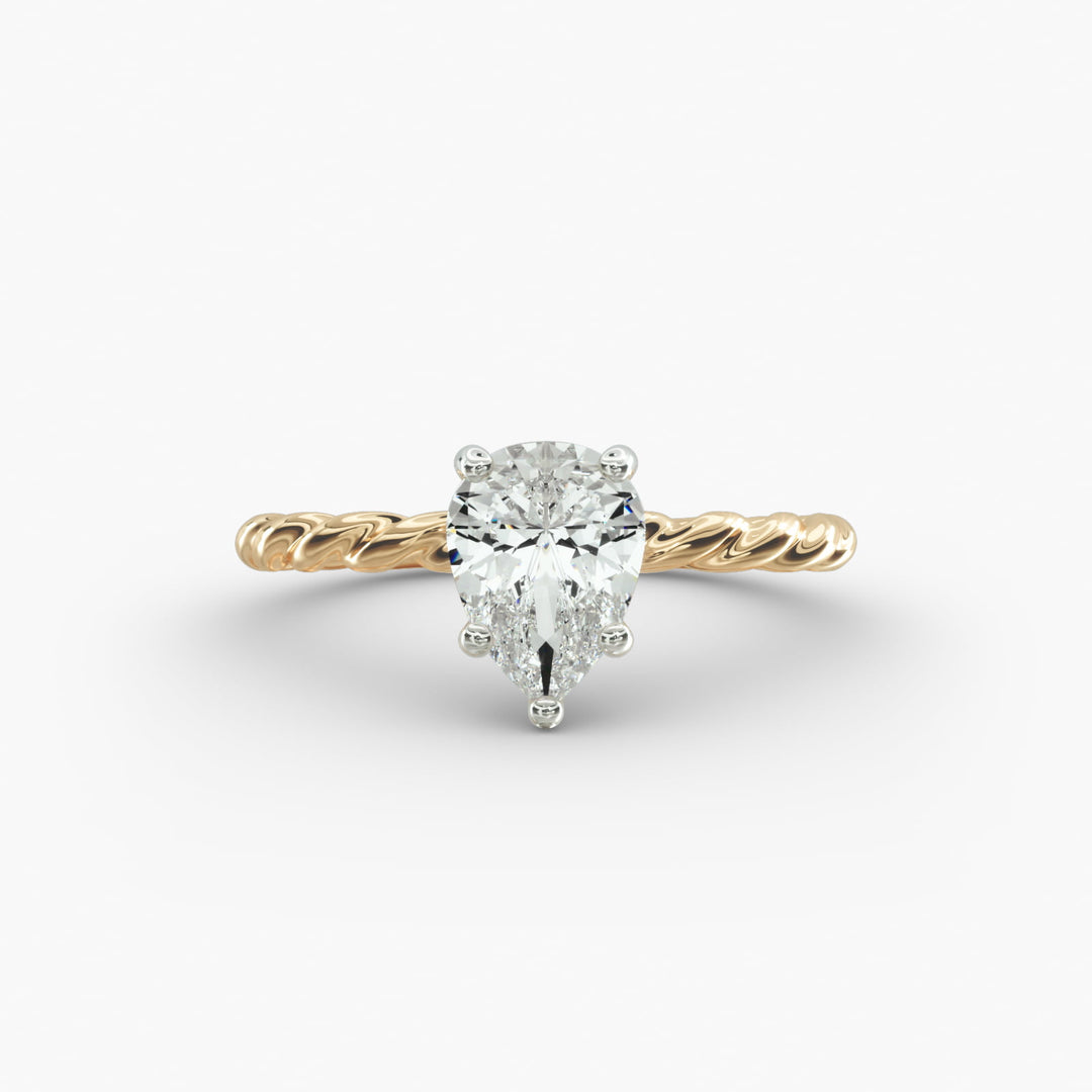 Pear Lab-Grown Diamond Rope-Style Engagement Ring | Unique Solitaire Design | IGI Certified | 10K/14K/18K Gold