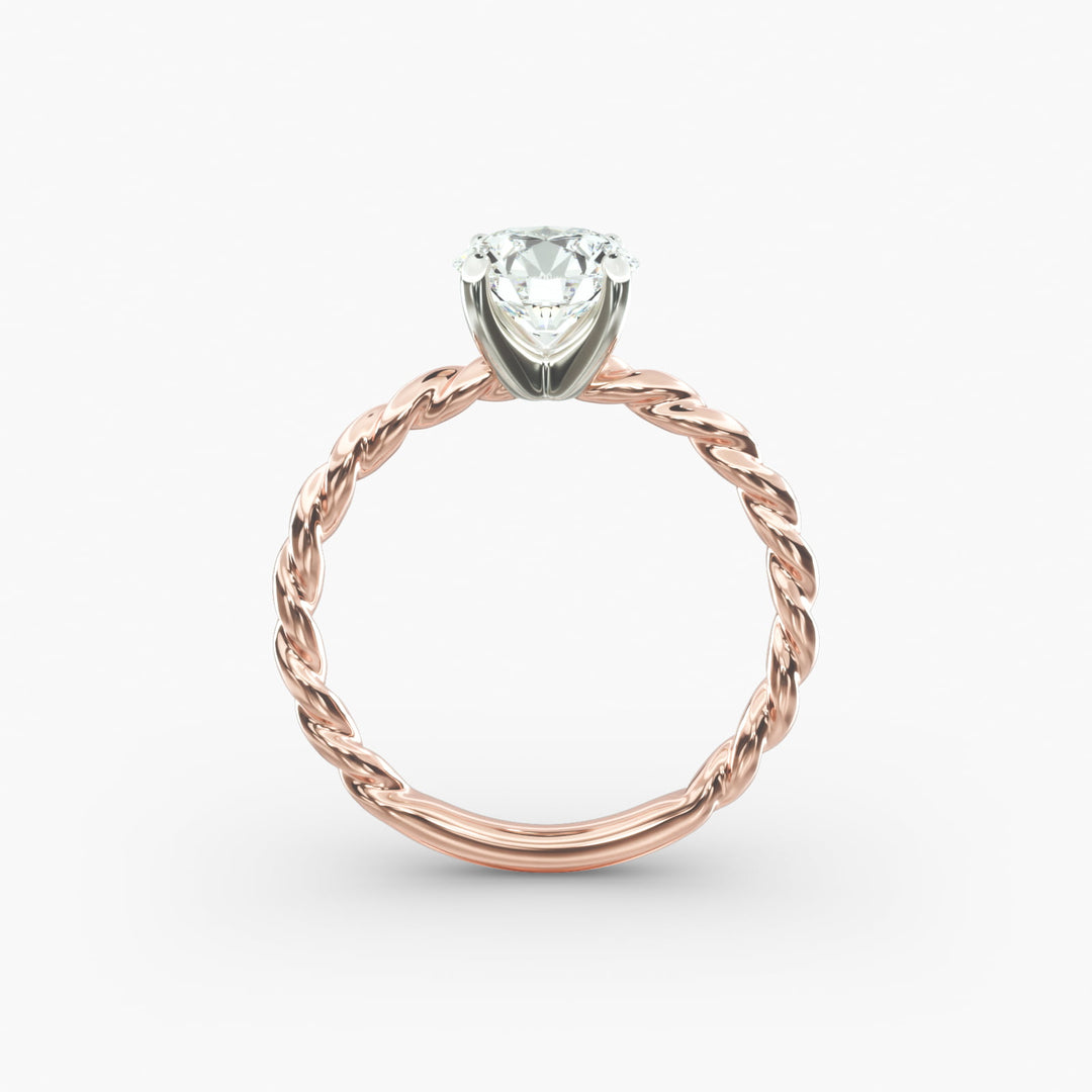 Round Brilliant Lab-Grown Diamond Rope-Style Engagement Ring | Textured Solitaire | IGI Certified | 10K/14K/18K Gold